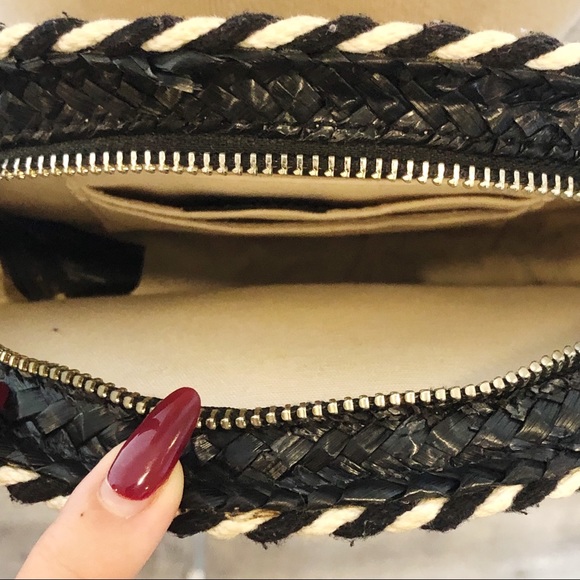 Rebecca Minkoff Straw Circle Crossbody Bag, Blue Multi - Picture 10 of 14